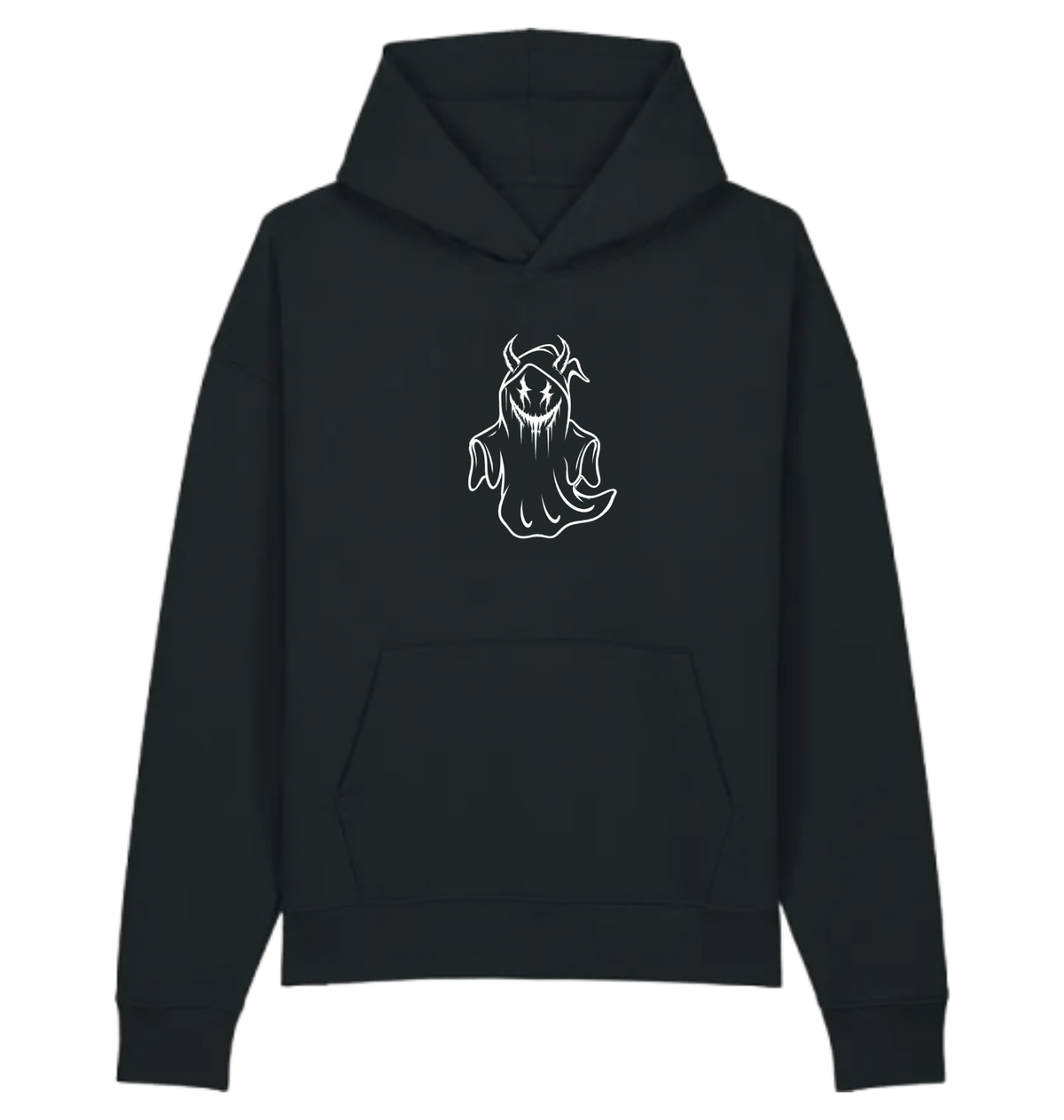 black Printed Hoody Front