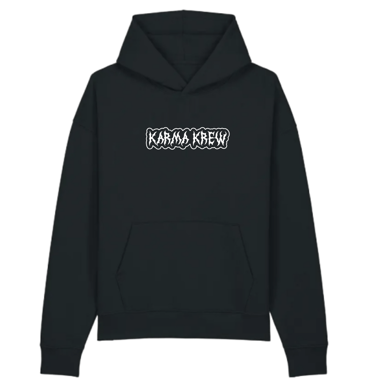 black Printed Hoody Front